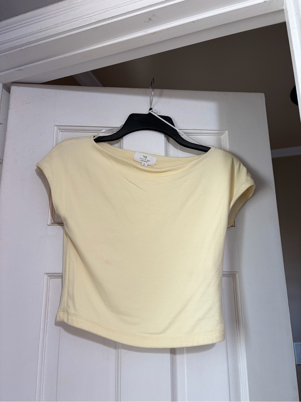 Soft Yellow Women's Boatneck Crop Top